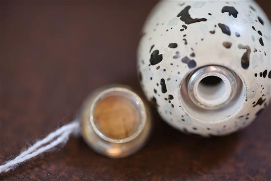 A late Victorian novelty silver mounted Macintyre pottery scent bottle